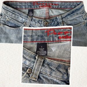 Vintage Anchor Blue Poppy No Back Pocket Size 1 Late 90s Y2K Low Rise Flare